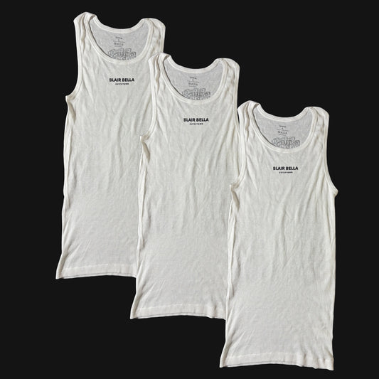 Blair Bella Tank in White, Three Pack